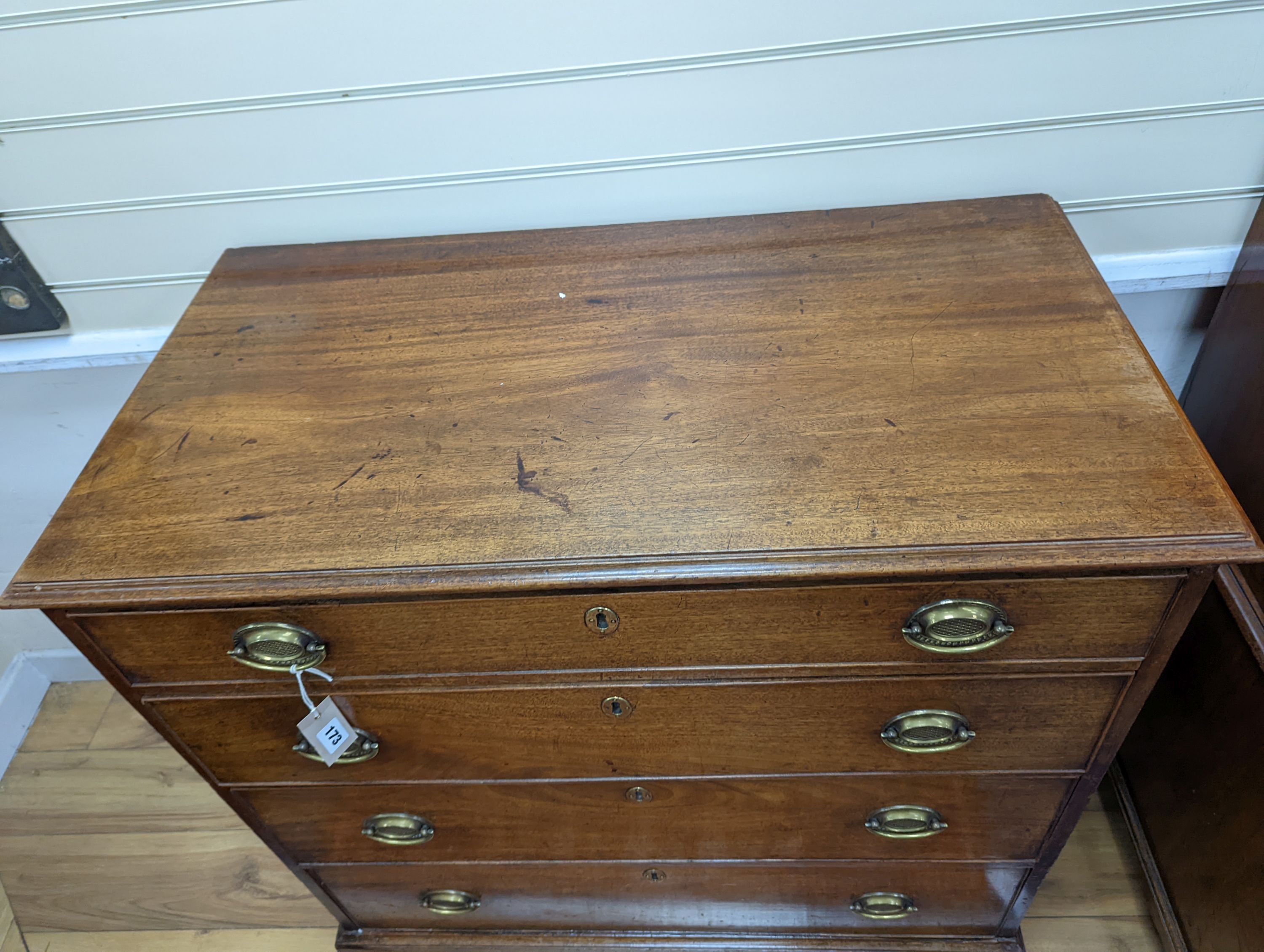 A George III mahogany chest, width 94cm, depth 49cm, height 98cm